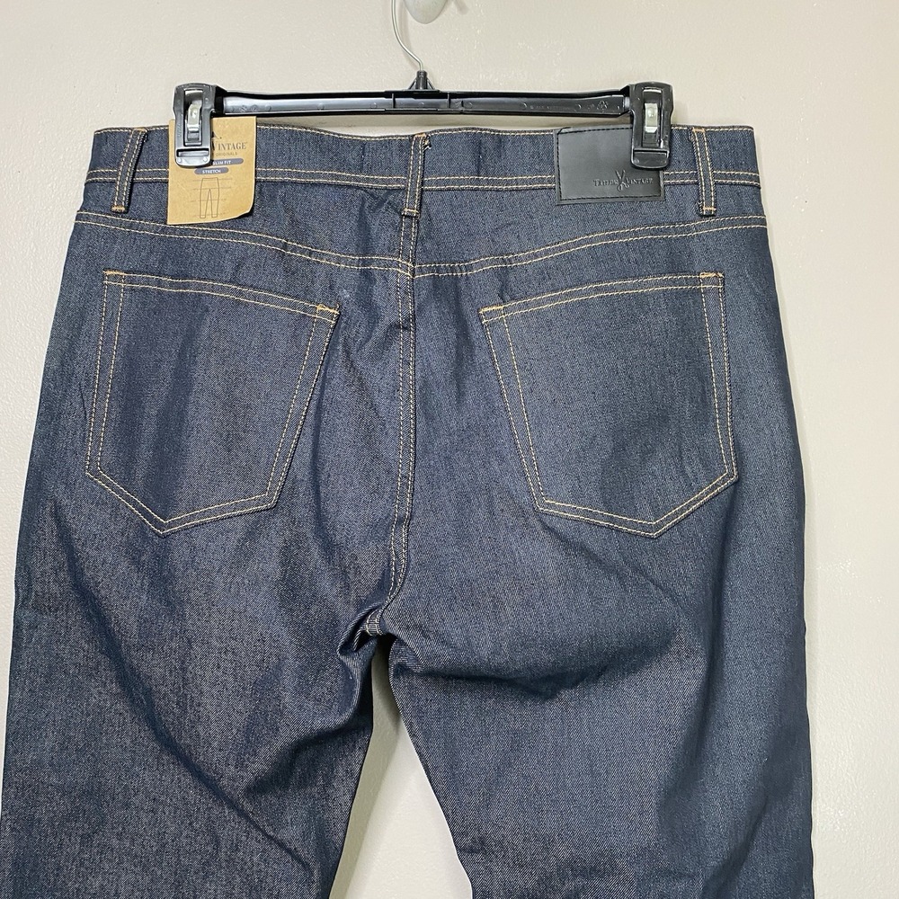 Tailor Vintage Jeans Mens 38x30 Canaan Slim Fit Stretch Indigo‎ Rinse Wash - Picture 7 of 14